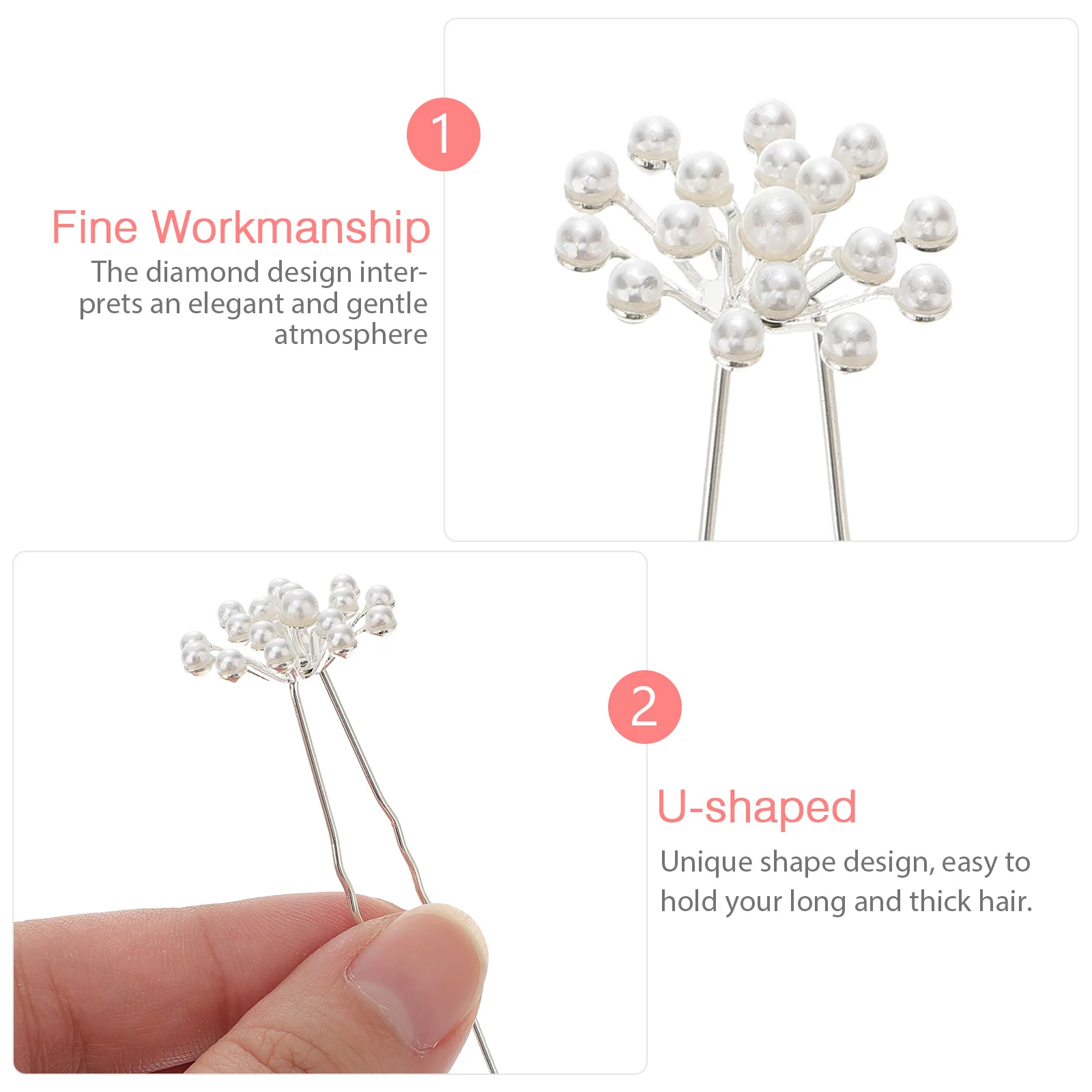 

20pcs Rhinestone Hair Clip U Shaped Pin Wedding Accessories Lightweight Bridal Hairpin Gypsophila Design Hair Care Styling