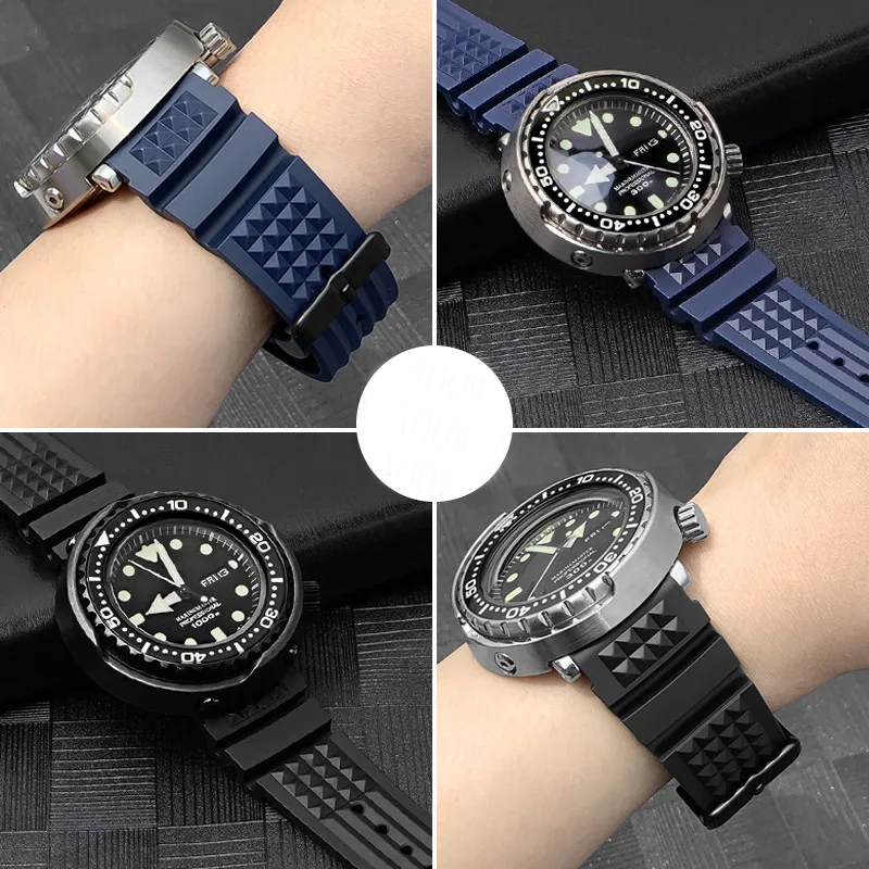 TPU Rubber Strap for Seiko Citizen Sport Diving Watch Band Men Army Silicone Water Ghost Wrist Bracelet Accessories 20mm 22mm