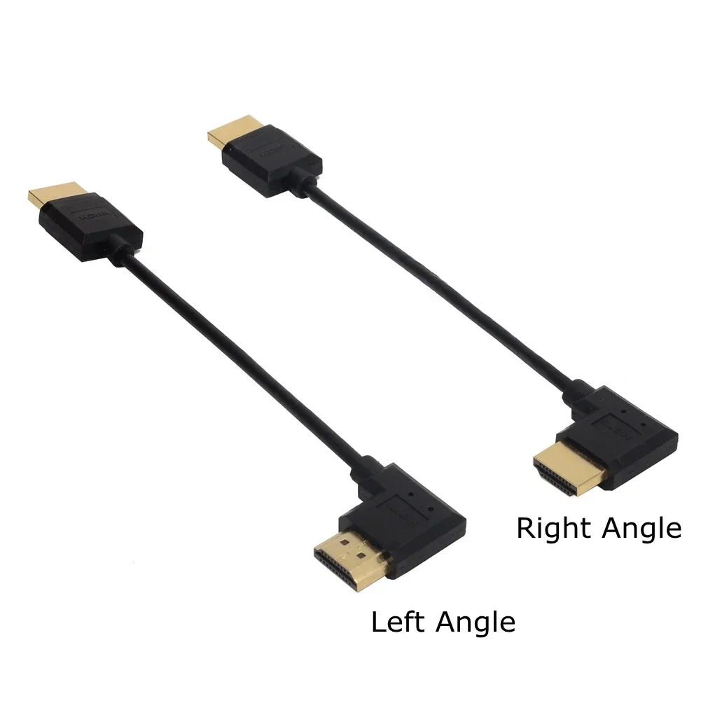 Przenośny 15CM OD3.0mm Super miękki Micro HDMI-kompatybilny i Mini-HDMI 2.0 męski kabel cienkie krótkie HD 2K 4K @ 60 HDMI2.0 przewód kątowy 90