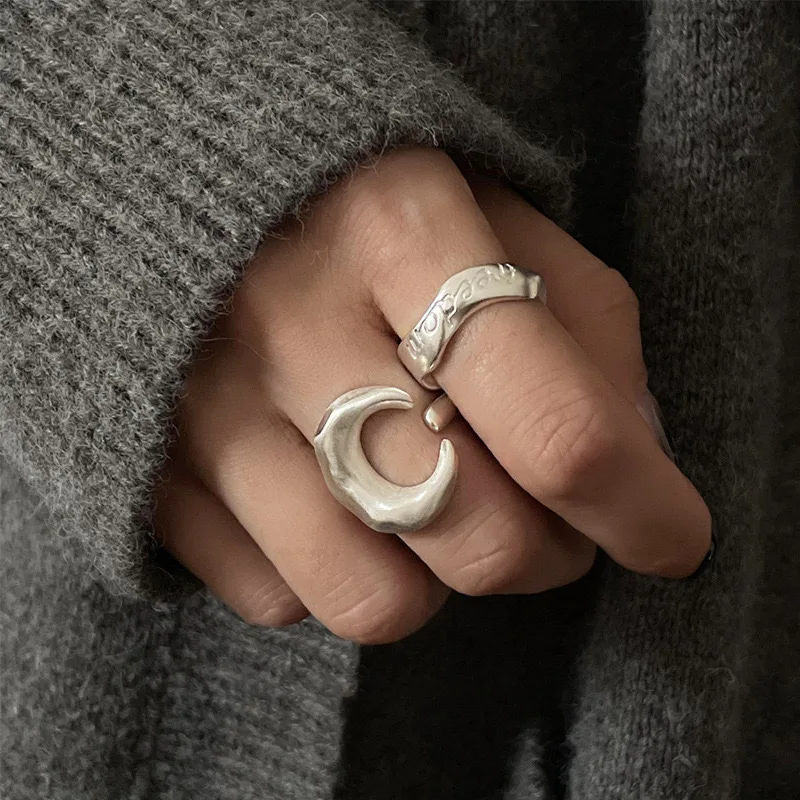 Women's Vintage Handmade 925 Sterling Silver Moon Ring