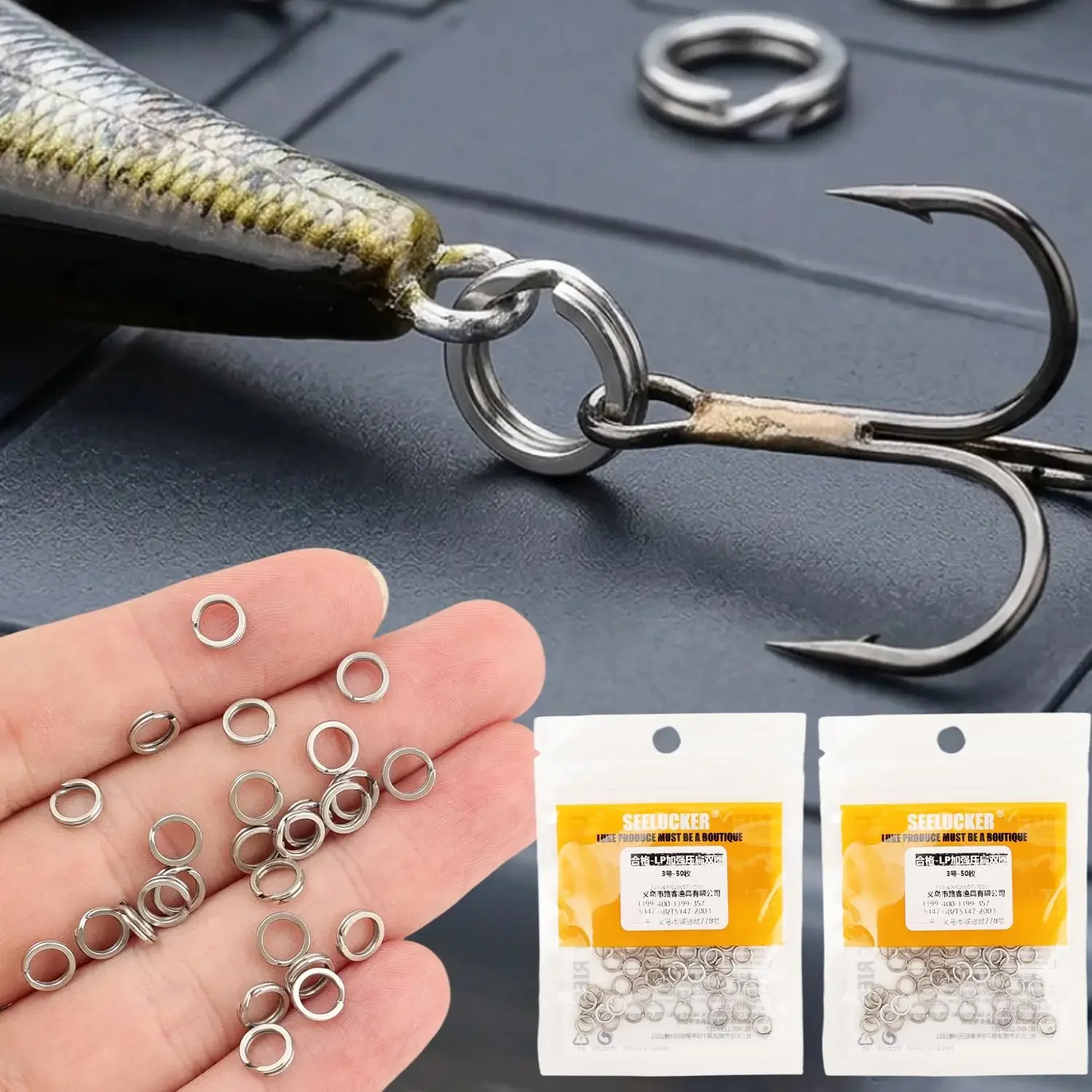 Heavy Duty Terminal Tackle Fishing Connection Ring Accessories Stainless Steel Fishing Split Rings Lure Connection Ring Set