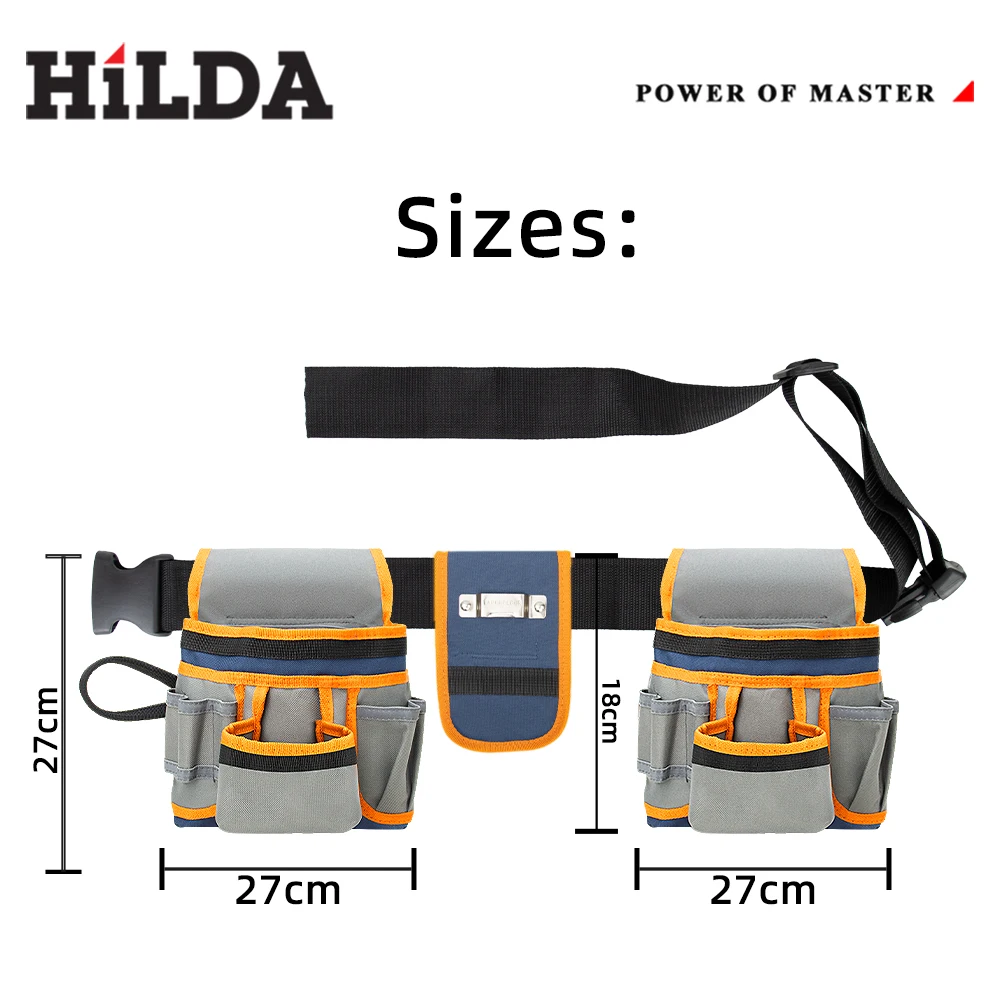 HILDA Multifunctional Adjustable Elastic Tool Storage Bag Wear-resistant and Waterproof Hardware Tool Waist Bag