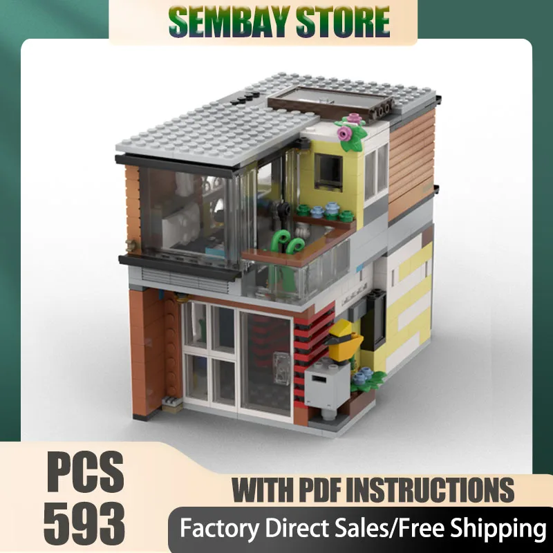 モジュール式都市建築 Moc ビルディングブロック モジュール式建築家の小さな家 テクノロジーブロック クリスマス DIY おもちゃ 建設ギフト