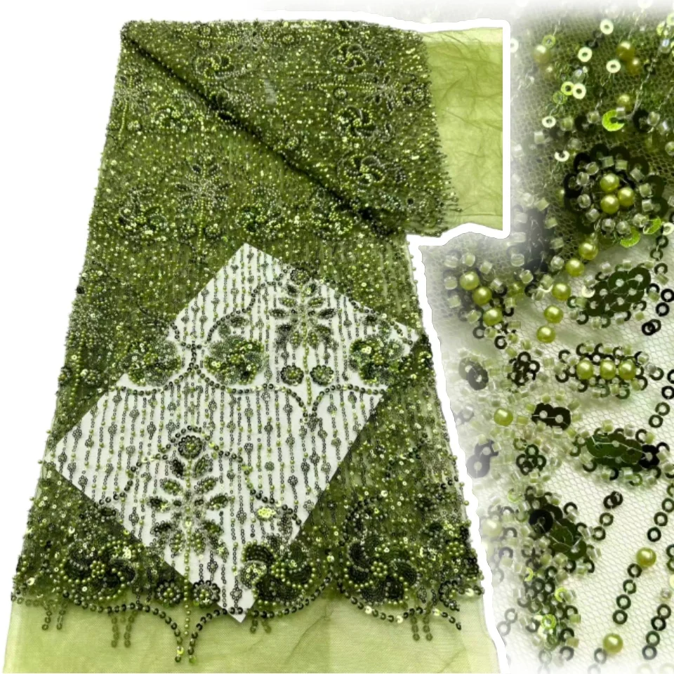 

Африканская французская кружевная ткань с блестками, высокое качество, тюль, кружево, нигерийское платье с вышивкой бисером, материал для свадебной вечеринки SZ1525