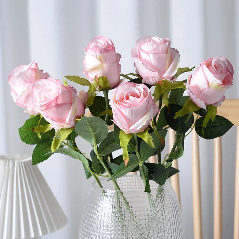 Rosa búlgara de plástico, flor Artificial, rama larga, rosas, decoración de habitación del hogar de alta gama, ramo, decoración para dormitorio y sala de estar
