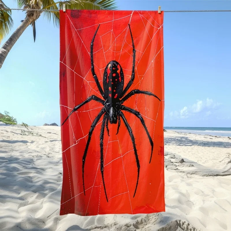 Red Spider Beach Towel Microfiber Gothic Black Spiderweb Bath Towels Quick Dry Large Swimming Blanket Travel Shawl Coverup