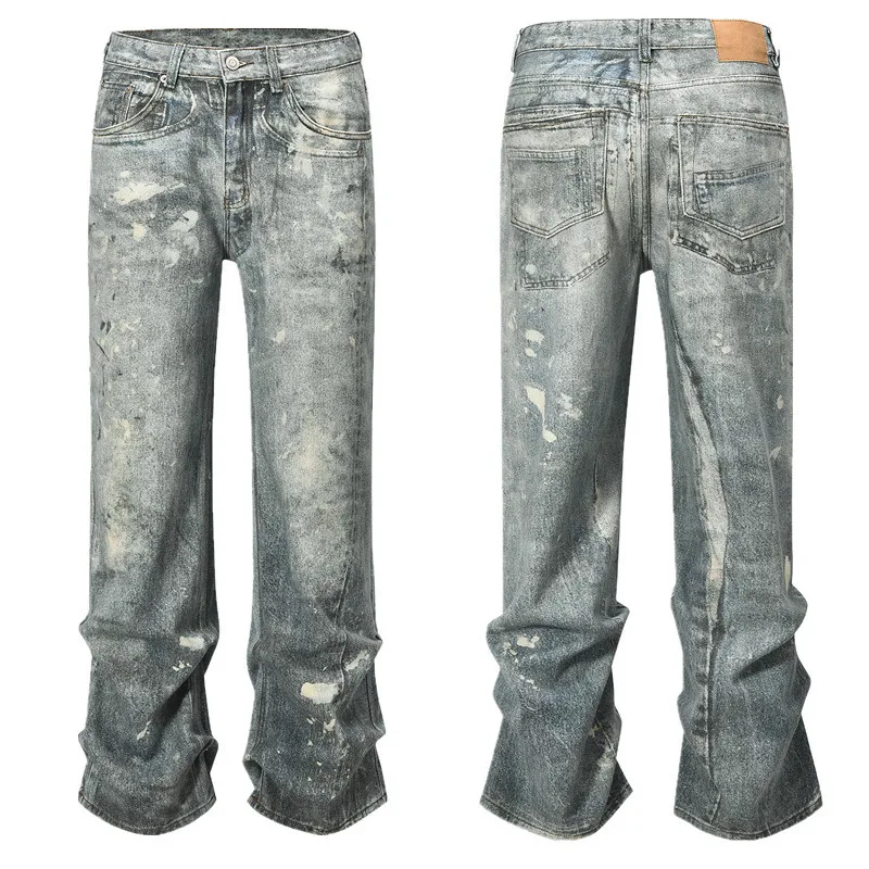 

W2EJOURNEY Классические джинсы европейского и американского размера High Street для мужчин и женщин, брюки-карго с несколькими карманами, прямые повседневные свободные рваные брюки