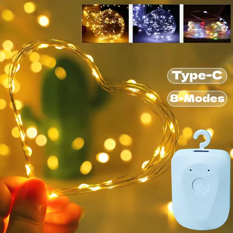 Christmas Fairy Lights USB charging Curtain Ligh RGB String Light  8 Modes Detachable Design for XmasTree Wedding Party Decora