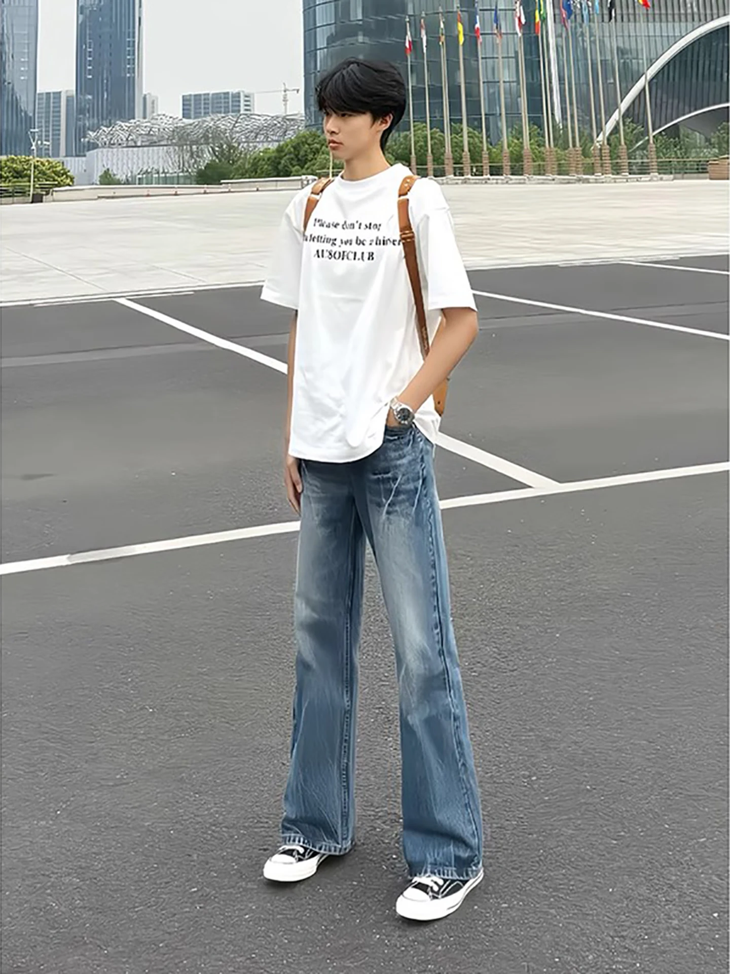 

Ice Blue Lightning Pattern Jeans Men's Summer Thin Straight Leg Pants Cool Street Sle High Waist Jeans Teenage Faion Trend