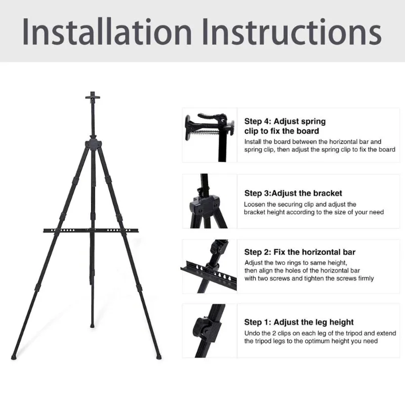 1Pc Foldable Adjustable Metal Sketch Easel Stand Portable Aluminum Alloy Travel Easel For Artist Art Supplies Drawing