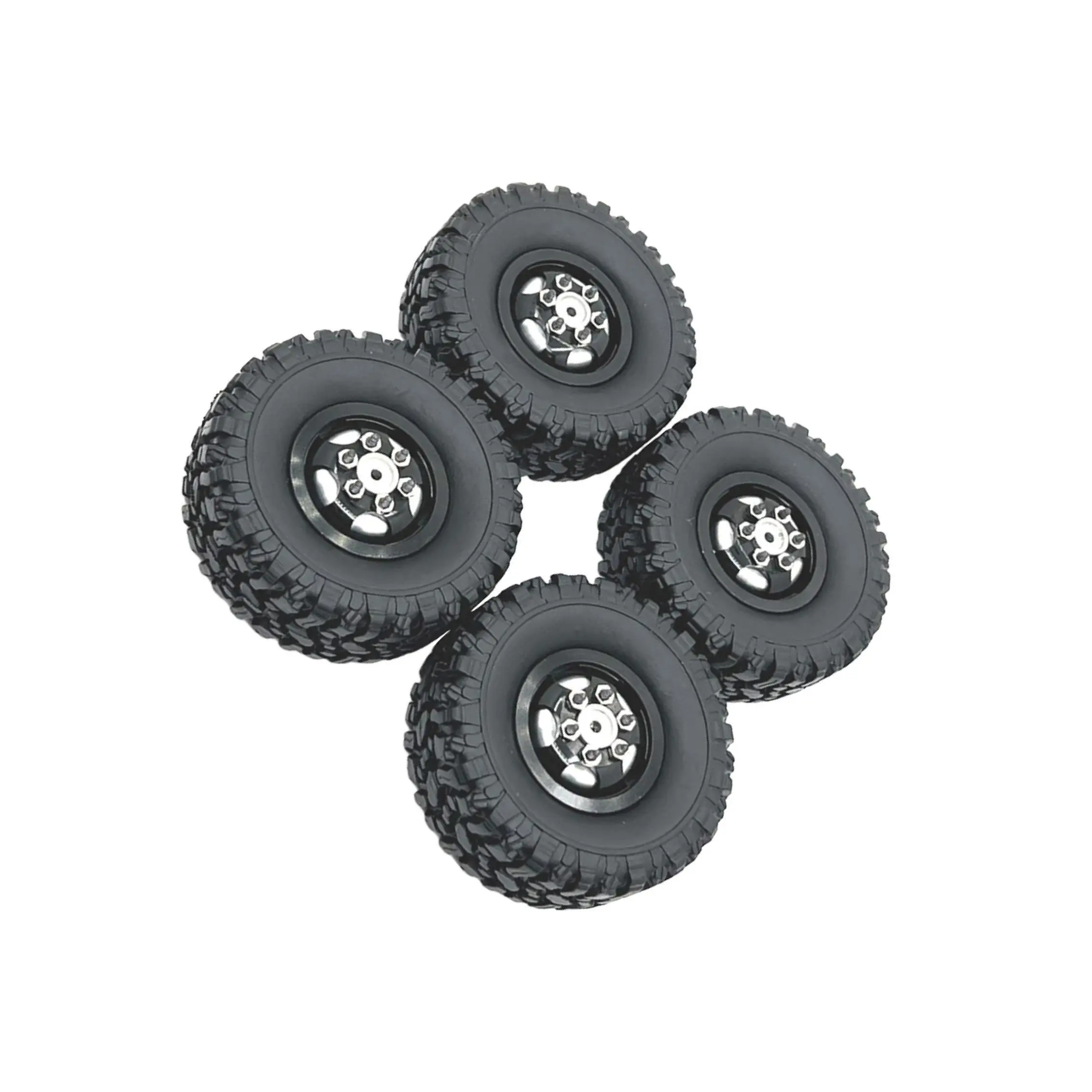4x RC Car Wheels and Tires Replacement for 1/12 MN82 99S 1/16 RC Crawler Car Black
