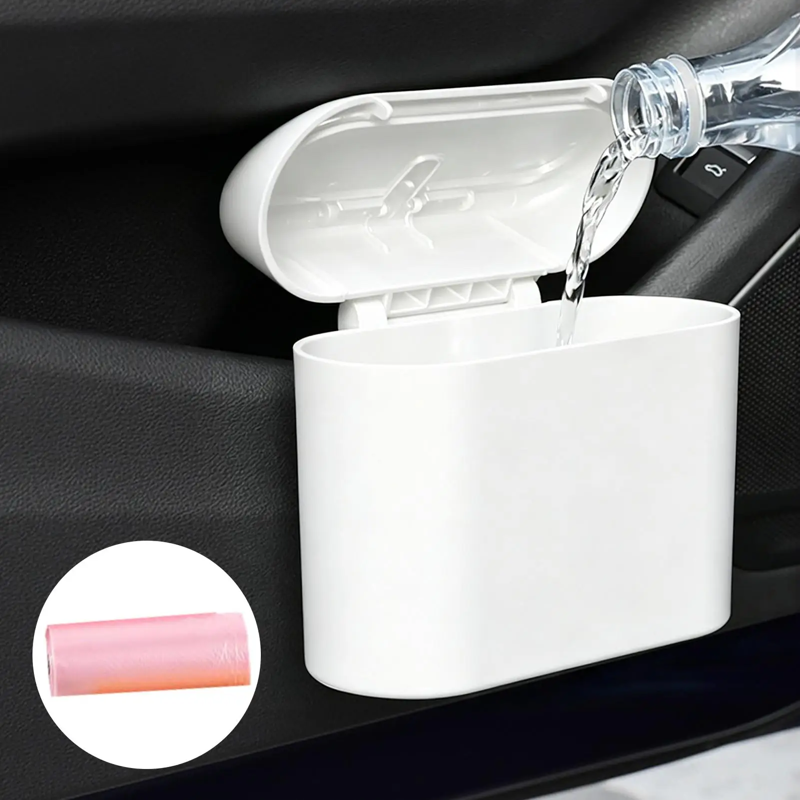

Mini Trash Can For Car With 15 Garbage Bags Leak-Proof Waterproof Space-Saving Car Garbage Can For Wastes Wet Wipes Home Office