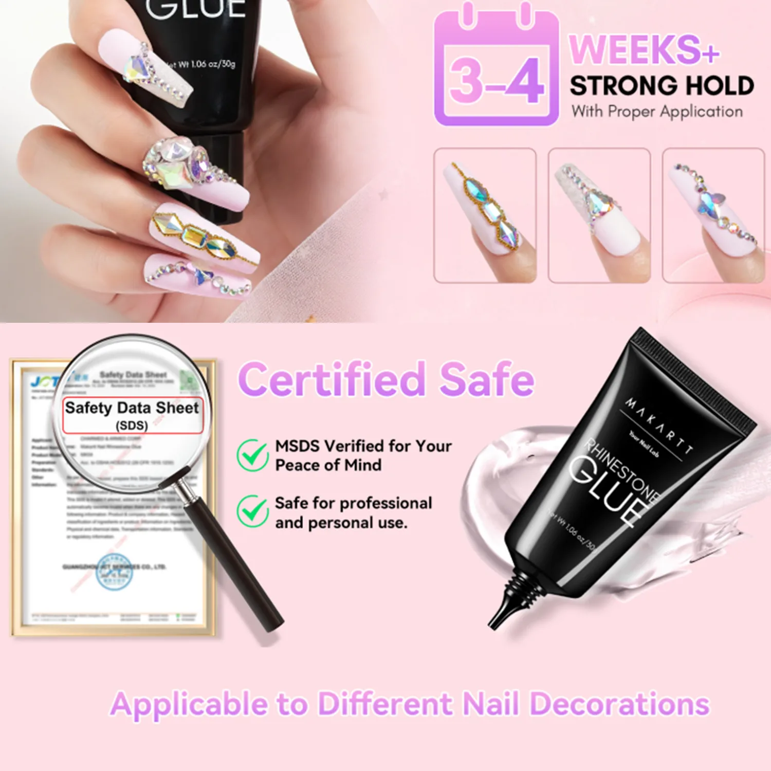 Makartt Gel 3D-Gel para esculpir uñas, pegamento para uñas, pegamento transparente fuerte para diamantes de imitación, Gel para diseños de uñas, dibujo artístico de uñas DIY, moldeo