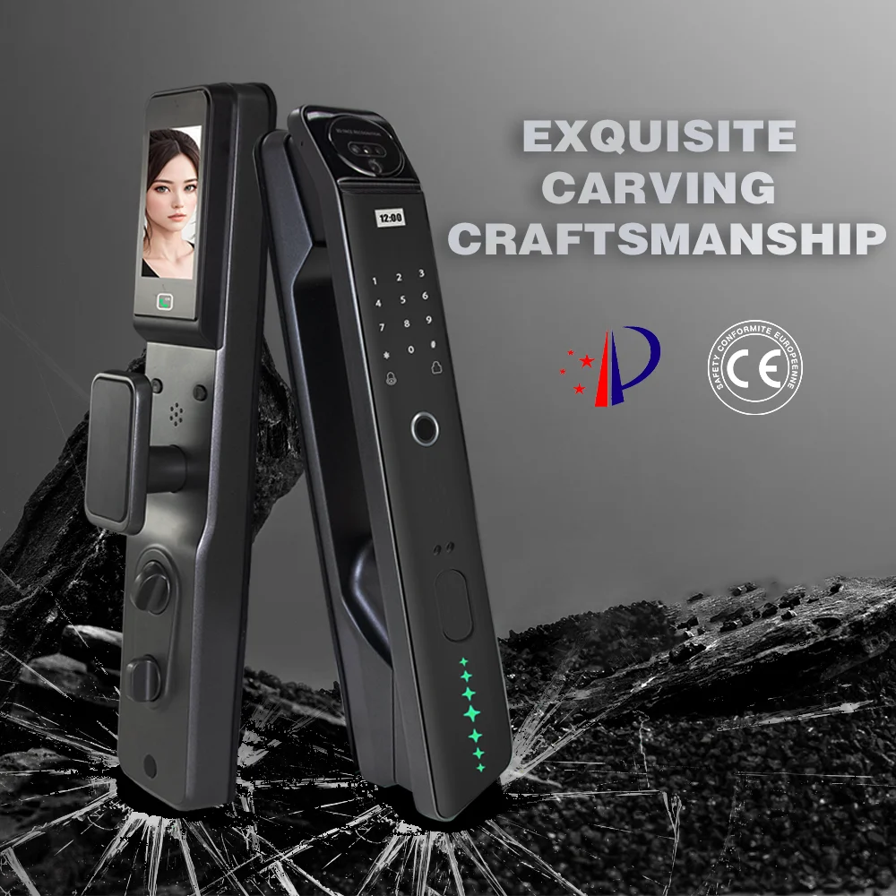 2024 New Tuya APP WIFI 3D Face Digital Electronic Lock Smart Door Lock Biometric Electronic Lock Security Camera Sentry mode