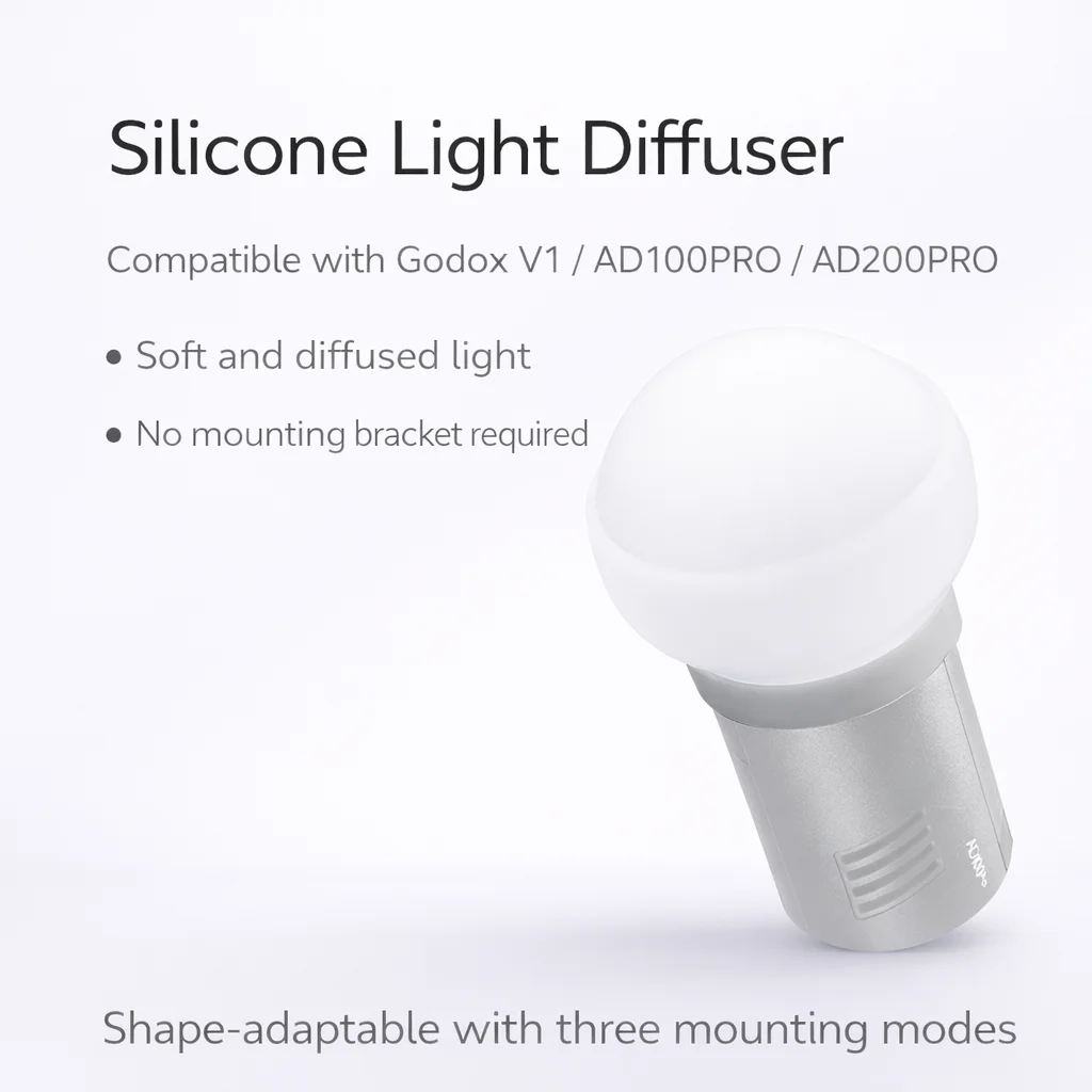 Portable Silicone Light Ball Diffuser Compatible with Godox V1 V100 AD100Pro H200R, Soft Even Light, No Color Cast