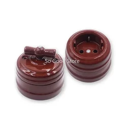Set Home Improvement European Ceramic Knob Switch EU Socket Wall Lamp Switch Outlet 110V-250V