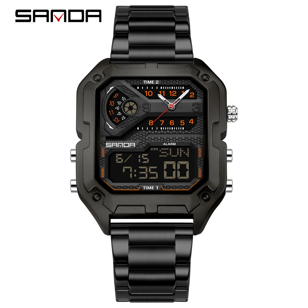 

SANDA SD6278 модные мужские электронные многофункциональные будильники со светящимся календарем спортивные цифровые часы для мужчин
