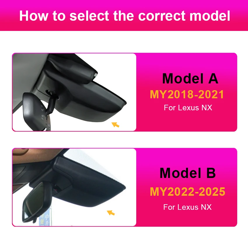 Dash Cam For Lexus NX 200 300 300h 260 350h 2018-2025, Dashcam for Lexus NX200 NX300 NX300h NX260 NX350h, WiFi Car DVR,OEM Style
