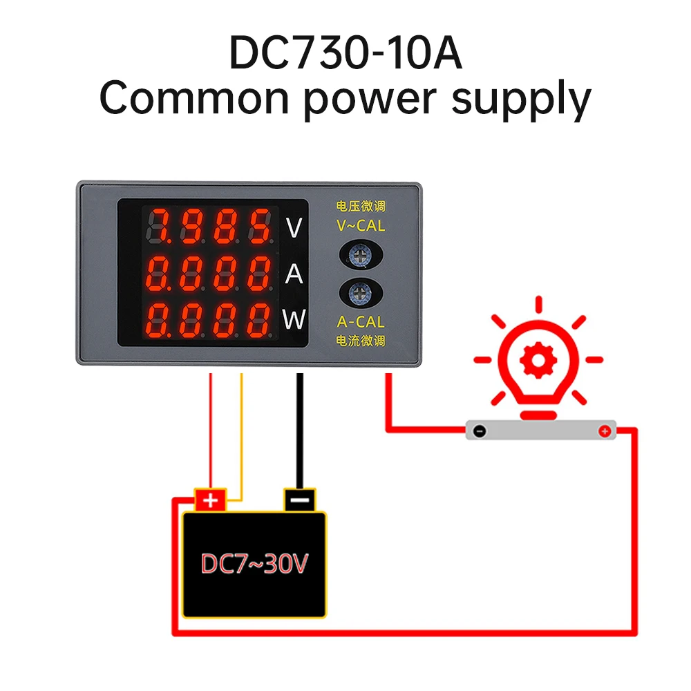 DC730 voltmetro digitale amperometro wattmetro misuratore di corrente di tensione a 4 cifre misuratore di potenza Tester di tensione rilevatore DC 0-100V 10A 1000W