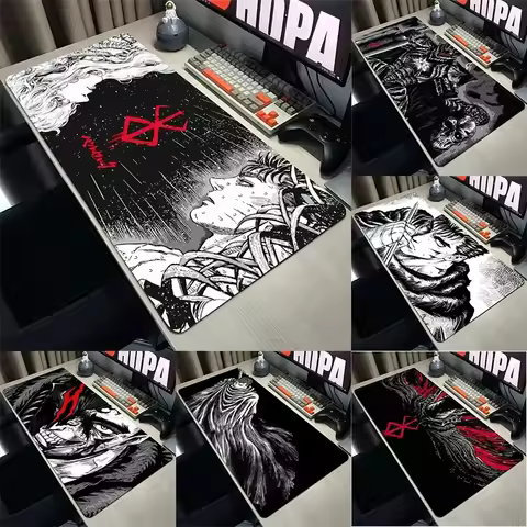 Large Mouse Pad Black white Anime PC Computer Game MousePads Desk Keyboard Mats Office Anti-slip Berserk Guts Dywan Mouse Mat