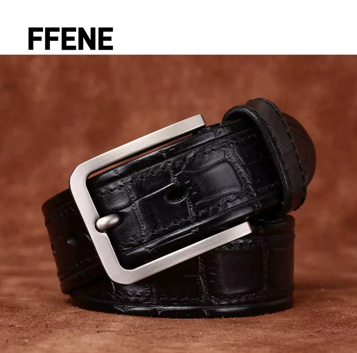 

Luxurious Italian top-grain leather crocodile embossed belt for men, high-end, unique, fashionable, trendy, casual pants belt