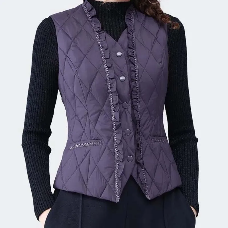2026 New Korean Down Cotton Vest Women Autumn Thin And Short Fashion All-match Sleeveless Waistcoat Ladies Female Tops