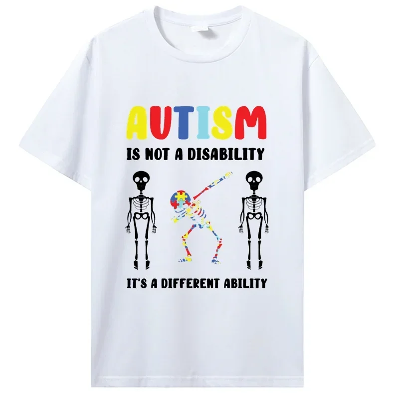 Autism It's Not A Disability Funny Skeleton Awareness  Aesthetic Neurodivergent Social Worker Hot sale outfits fashion Roundneck