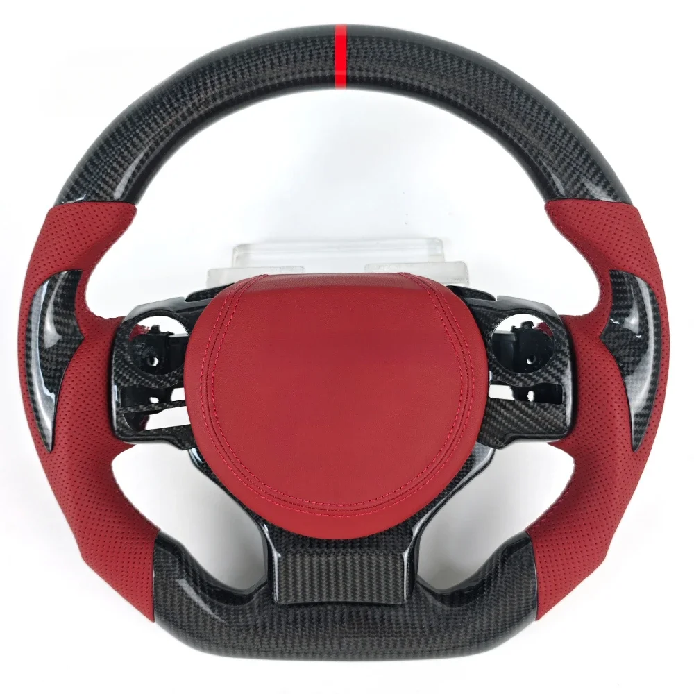 

For Customized Dark Red Perforated Leather Carbon Fiber Steering Wheel For Lexus GS Gsf Is250 Is 300 Nx Ct200 2015-2024