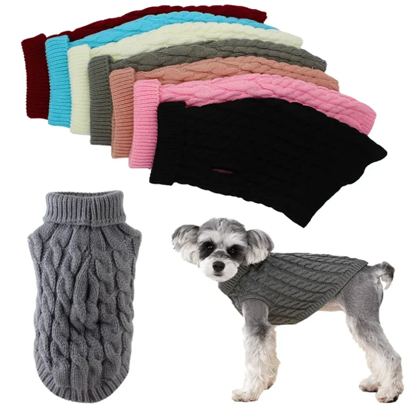 

Warm Dog Sweaters for Small Dogs Turtleneck Knitted Winter Dog Clothes Pet Puppy Cat Sweater Vest Chihuahua French Bulldog Coat