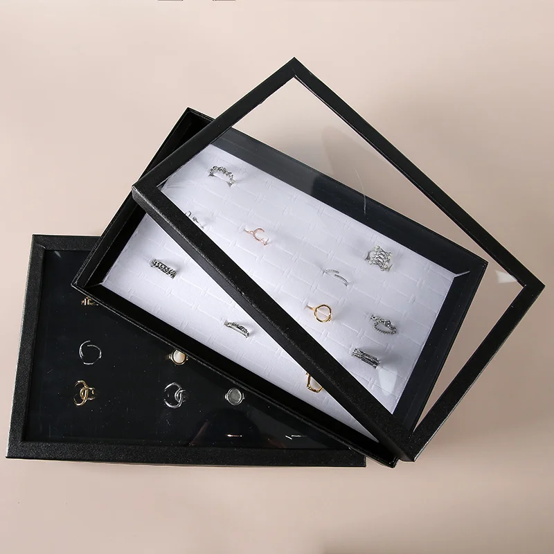 

Wholesale 100-Hole Jewelry Display Case - Stackable Ring Earring Stand with Cover for Vendor Booth