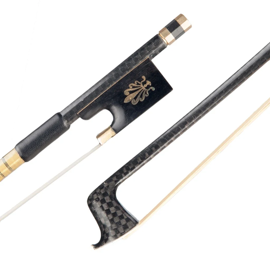 4/4 Violin Carbon Fiber Bow Black Carbon Fiber Violin Bow Ebony Frog Gold Fleur-De-Lys 4/4 Acoustic Violins