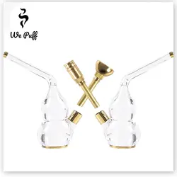 WE PUFF Cigarettes Tobacco Filter Hookah Set Transparent Shisha Water Pot for Smoking with Brass Chicha Bowl Mouthpiece