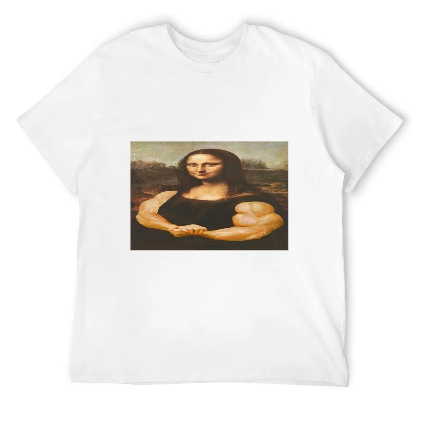 Mona Lisa With Strong Arms T-Shirt anime stuff croswit shirt man Short sleeve tee graphics mens graphic t-shirts hip hop