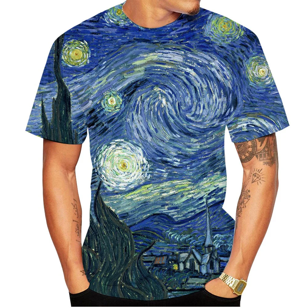 Van Gogh Art T Shirts Flower Floral 3D Print Men Woman Streetwear Short Sleeve T-Shirt Oversized Harajuku Kid Tops Tees Clothing