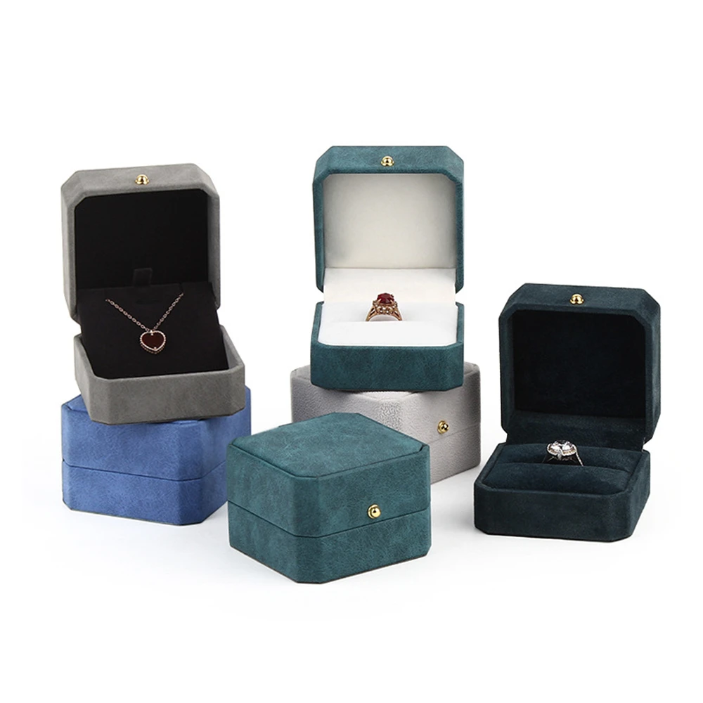 

High Quality Octagon Velvet Flannel Jewelry box Vintage Case for Wedding Anniversary Ceremony Gift Storage Box Protection Smooth