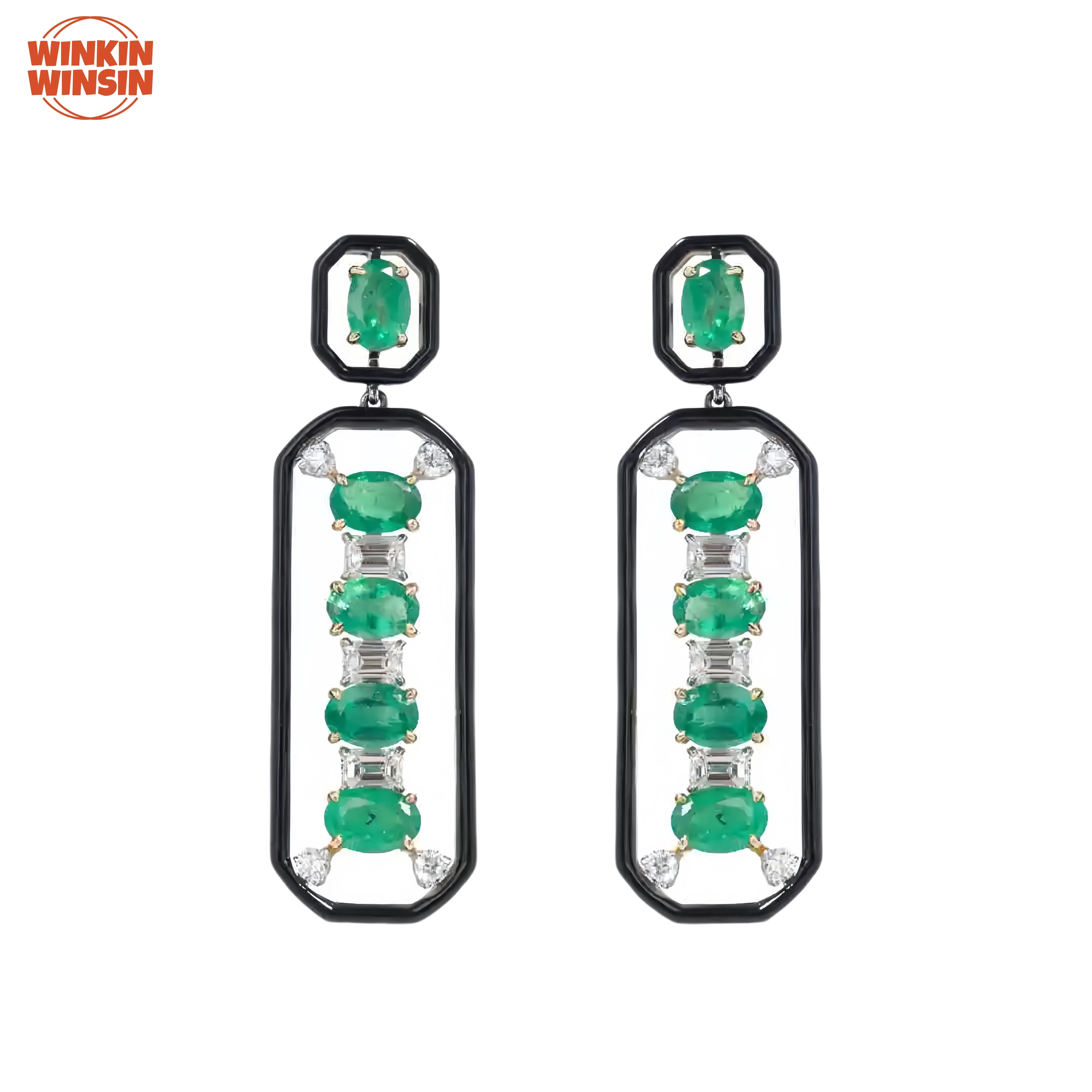 

Winkin Winsin Luxury Brand High Grade Gemstones Earrings Muzo Emerald Real 925 Sterling Silver Earrings For Woman Girl Jewelry