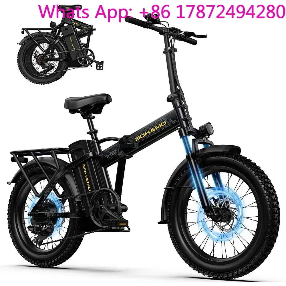 For Adults Range Folding Mountain 28MPH Ebike With 7-Speed&Full Suspension H3Electric Bike 750W48V20AH