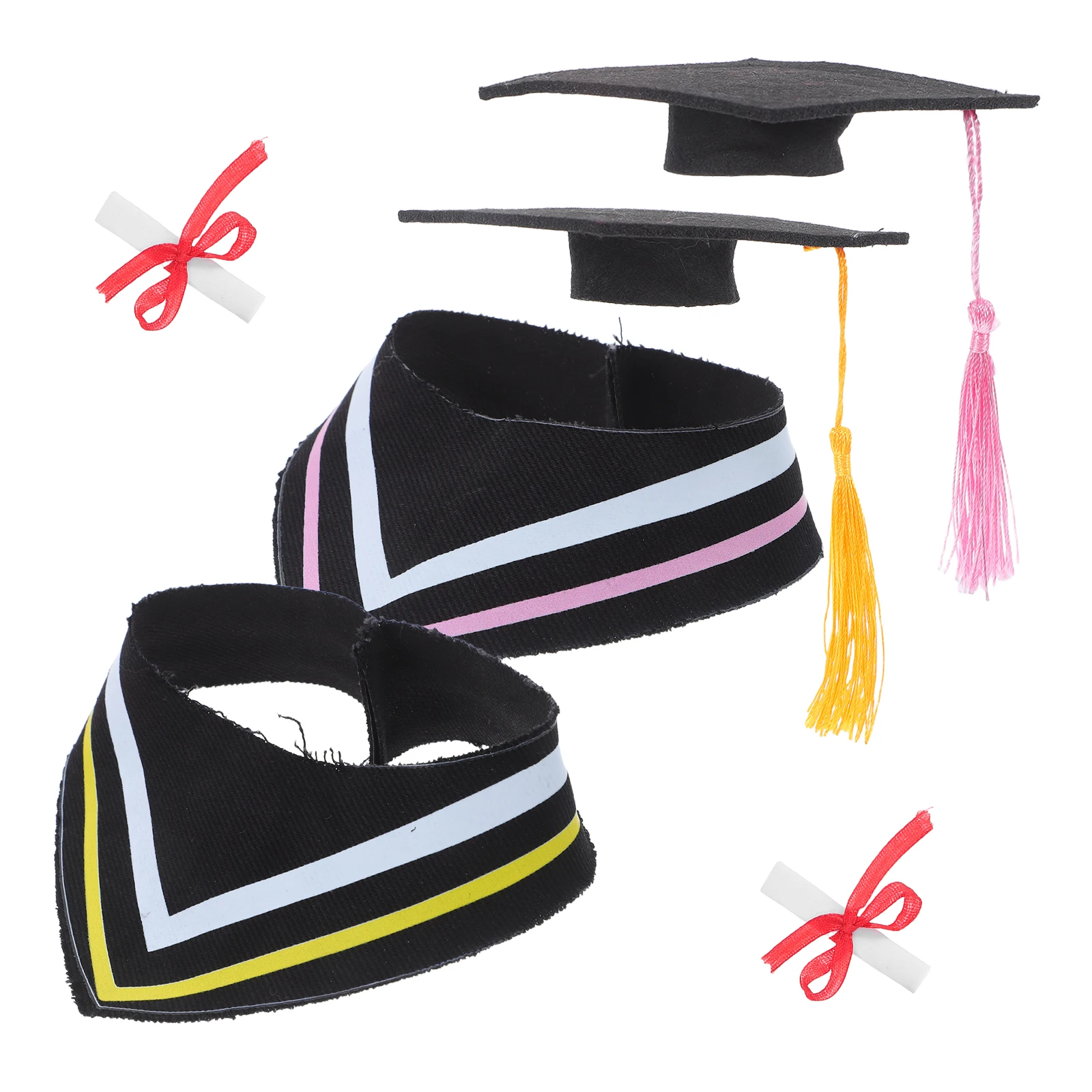 

2 set Graduation Gown For 30Cm Bear Cap Collar Set Soft Stuffed Animal Costume Graduation Party Decoration Accessory