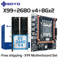 SOYO Gaming X99 Motherboard Kit with Intel Xeon E5 2680 V4 CPU& DDR4 8Gx2 2133MHz RAM M.2 NVME Desktop PC Computer Components