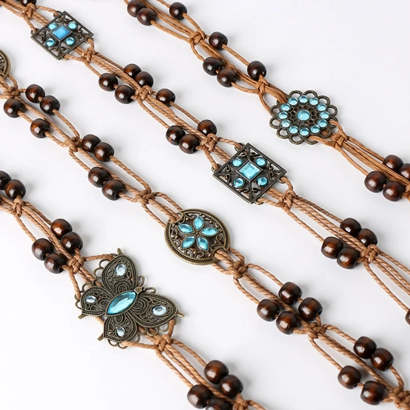 Women Belt Braided Style Woven Tassel Belt Knot Decorated Waist Chain Boho Girls Waist Thin Rope Waistbands Dress Accessories