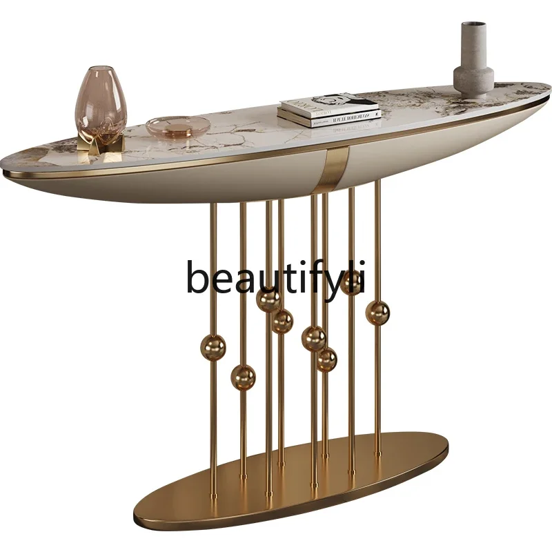 

Modern Simple Light Luxury Entrance Table Stainless Steel Villa Hotel Lobby Entrance Table