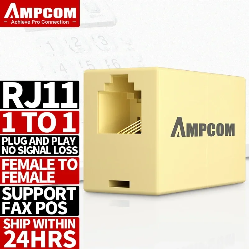 AMPCOM RJ11 Telefoonconverter 1/2/5/10 Stuks RJ-11 Klassiek 6 Pins Vrouwelijk 1 naar 3 & 4 Telefoonkabel Lijnsplitter Adapter