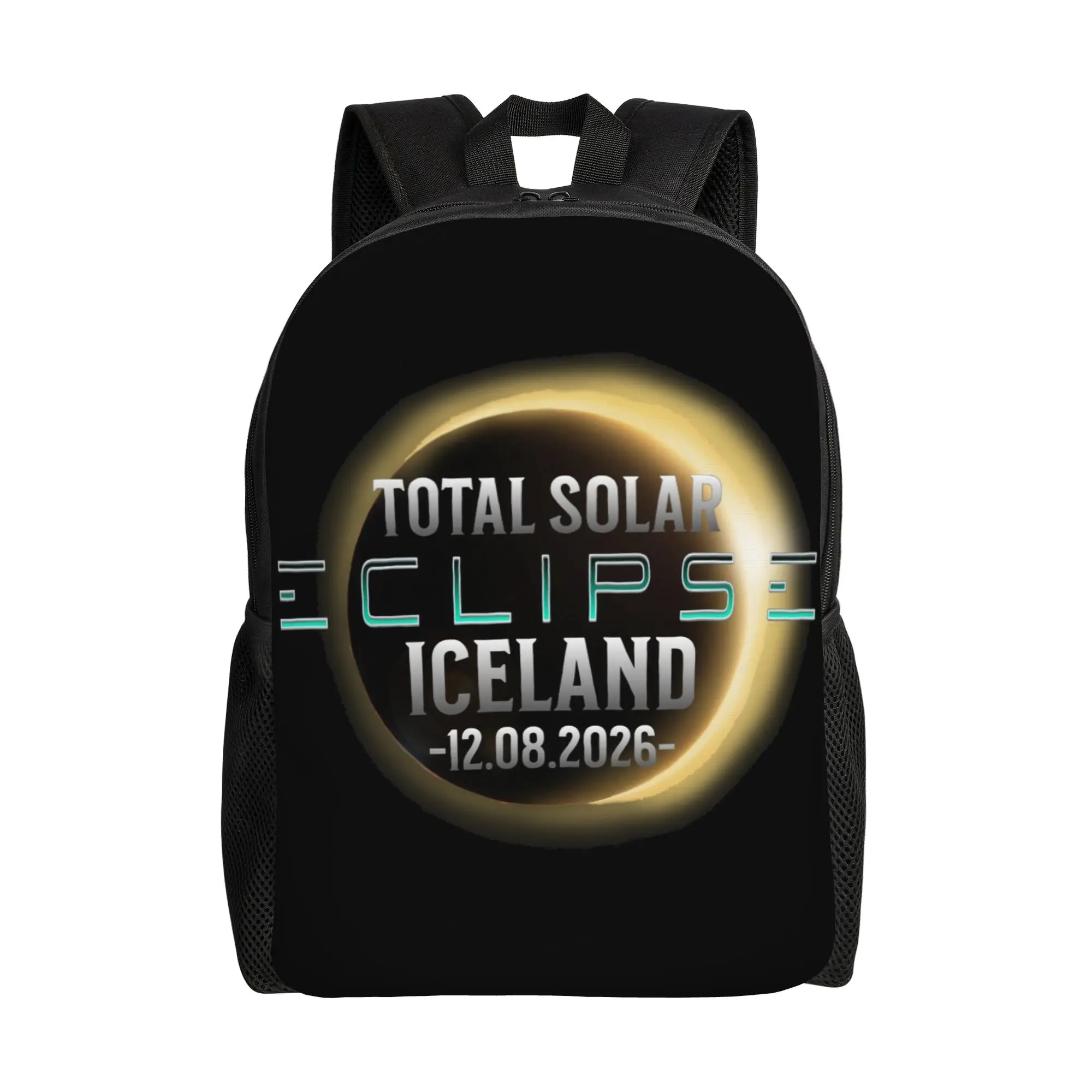 Total Solar Eclipse 2026 Iceland Backpack for Men Women Cool High School Daypack  Laptop Computer Canvas Bags Gift