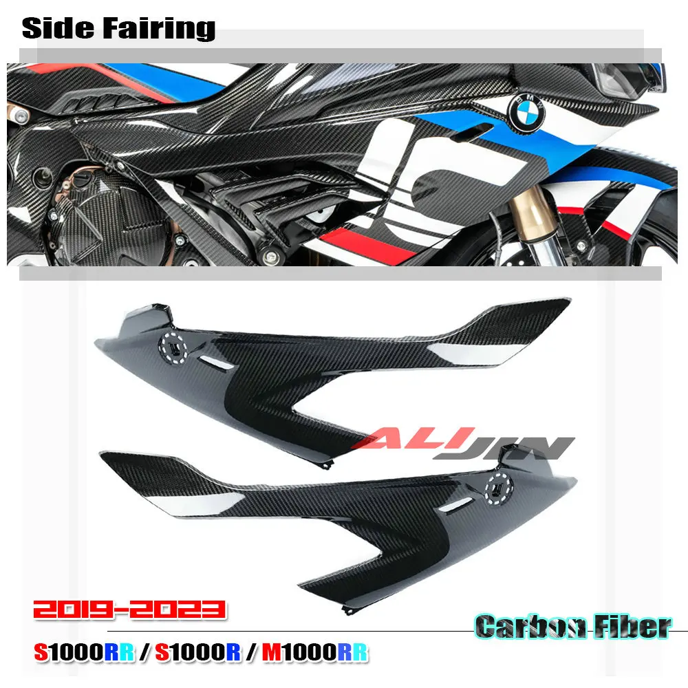 100% Real Carbon Fiber Motorcycle Side Fairing Panel Cowling Air Deflector Spoilers For BMW S1000RR S1000 RR M1000RR 2019-2022