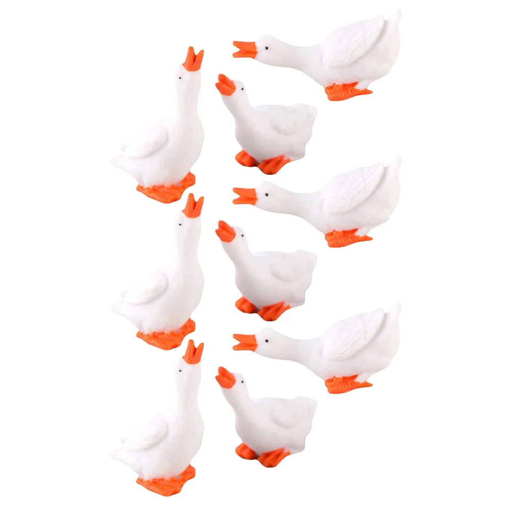 9 Pcs Resin Goose Figurines Miniature Animal Adornment Desktop Garden Decor Landscape nament Lasting Non Fading Fine