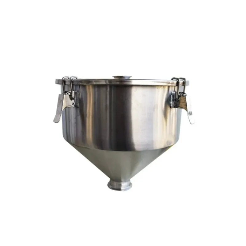 304 316 Stainless Steel Sanitary Funnel Hopper with Seal Lid for Filling Machine