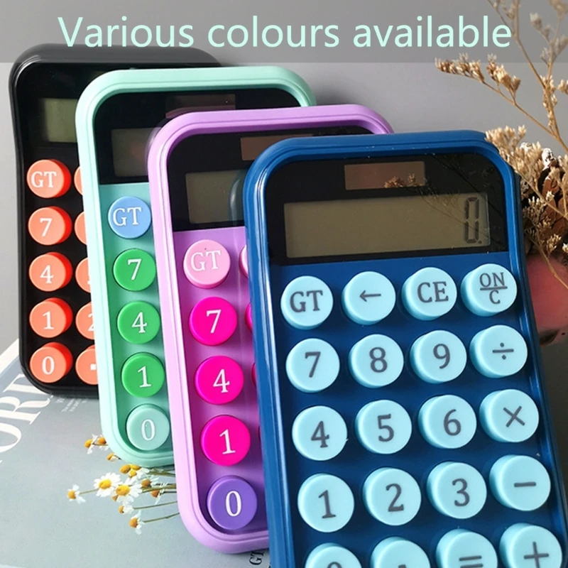 Portable 12Digit LCD Calculator Easy to Read Screen Slip Resistant Base Mechanical Keypad Calculator for Various Use