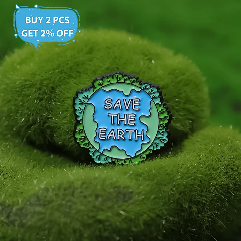 SAVE THE EARTH Enamel Pins Custom GREEN VIBES ONLY Brooches Lapel Badges Plant Jewelry Gift for Friends