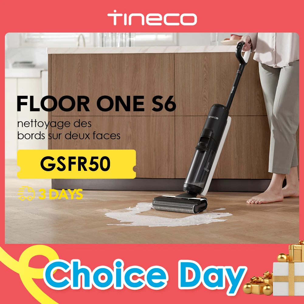 Tineco Floor One S6 Cordless Wet Dry Vacuum Cleaner Floor Washer Mop All-in-One for Hard Floors LED Dual-Sided Edge Cleaning