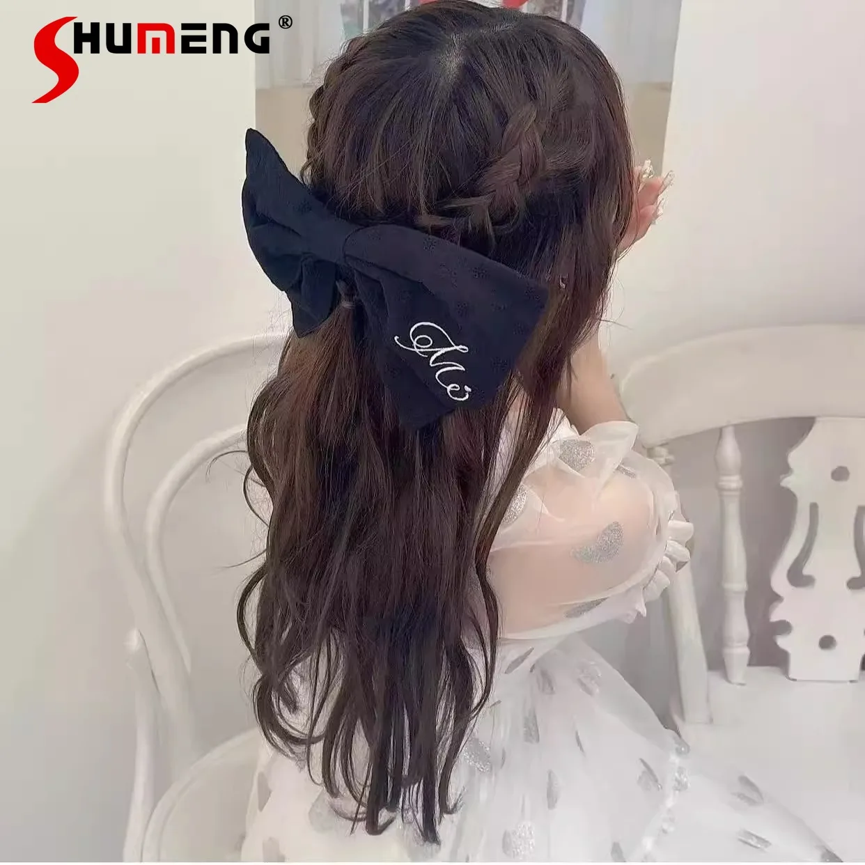 

Массовая работа в японском стиле, милые милые заколки для волос с большим бантом и вышивкой, элегантные универсальные аксессуары для волос в стиле Лолиты, женские заколки для волос